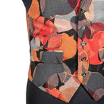 Mens Waistcoat Suit Vest 40R Gray Red Orange Abstract Formal Wedding Prom Party