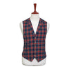 Mens Vest 44R Tartan Plaid Blue Red Wool Waistcoat XL Formal Wedding Party