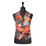 Mens Waistcoat Suit Vest 40R Gray Red Orange Abstract Formal Wedding Prom Party