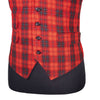 Mens Waistcoat Suit Vest 40R Red Black White Plaid 100% Wool Formal Wedding Prom