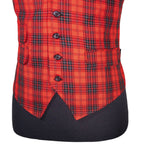 Mens Waistcoat Suit Vest 40R Red Black White Plaid 100% Wool Formal Wedding Prom