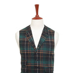Mens Vest 44R Green Black Tartan Plaid Wool Waistcoat XL Formal Wedding Party