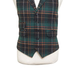 Mens Vest 44R Green Black Tartan Plaid Wool Waistcoat XL Formal Wedding Party