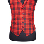 Mens Waistcoat Suit Vest 40R Red Black White Plaid 100% Wool Formal Wedding Prom