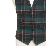 Mens Vest 44R Green Black Tartan Plaid Wool Waistcoat XL Formal Wedding Party