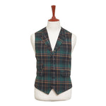 Mens Vest 44R Green Black Tartan Plaid Wool Waistcoat XL Formal Wedding Party