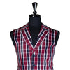 Mens Vest Red Blue Plaid Check Dress Formal Wedding Suit Lapel Waistcoat Medium