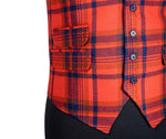 Mens Waistcoat Suit Lapel Vest 40R Orange Blue Plaid Wool Formal Wedding Party