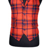 Mens Waistcoat Suit Lapel Vest 40R Orange Blue Plaid Wool Formal Wedding Party