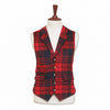 Mens Vest 44R Plaid Wool Red Black Lapel Waistcoat Western Formal Wedding Party