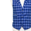 Mens Vest 44R Plaid Wool Blue Lapel Waistcoat Western Formal Wedding Groom Party
