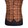Mens Waistcoat Suit Lapel Vest 40R Brown Orange Plaid Wool Formal Wedding Party