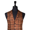 Mens Waistcoat Suit Lapel Vest 40R Brown Orange Plaid Wool Formal Wedding Party