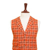 Mens Vest 44R Tweed Wool Orange Brown Plaid Lapel Waistcoat Formal Wedding Party