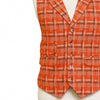 Mens Vest 44R Tweed Wool Orange Brown Plaid Lapel Waistcoat Formal Wedding Party