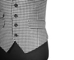 Mens Waistcoat 40R Suit Vest Lapel Black White Check Wool Formal Wedding Party