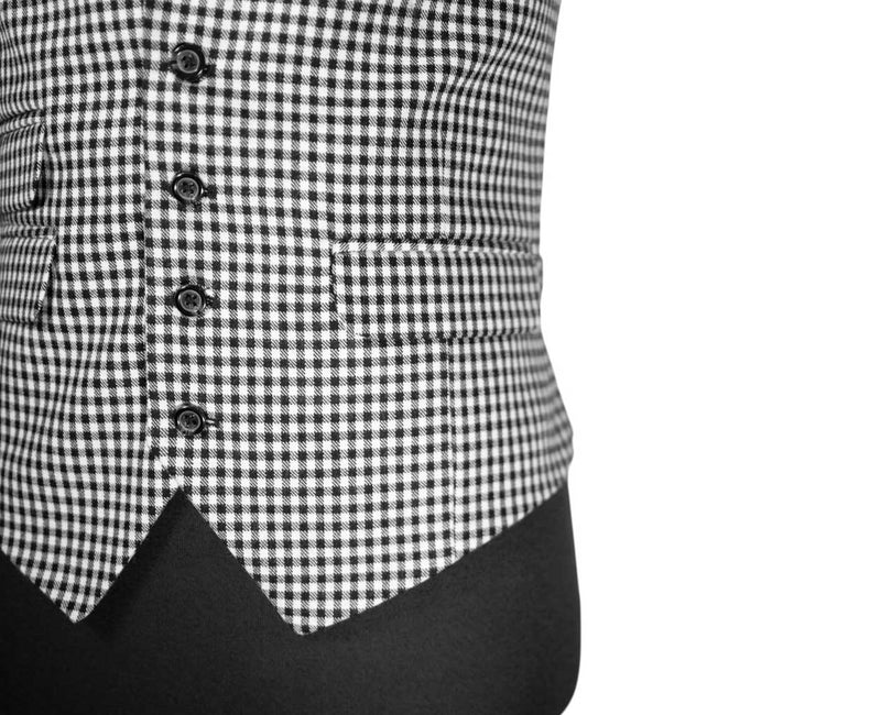 Mens Waistcoat 40R Suit Vest Lapel Black White Check Wool Formal Wedding Party