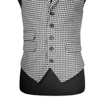 Mens Waistcoat 40R Suit Vest Lapel Black White Check Wool Formal Wedding Party