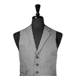 Mens Waistcoat 40R Suit Vest Lapel Black White Check Wool Formal Wedding Party
