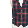 Mens Vest 44R Tartan Plaid Wool Black Red Green Waistcoat XL Formal Wedding Party