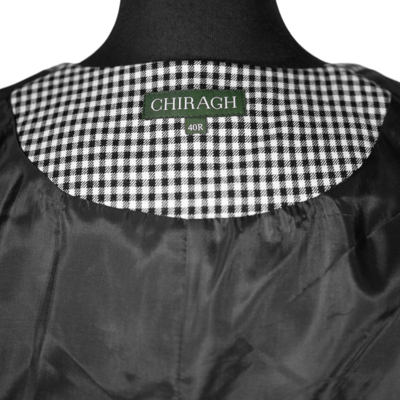 Mens Waistcoat 40R Suit Vest Lapel Black White Check Wool Formal Wedding Party