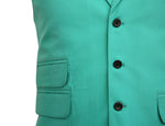 Mens Vest Suit Lapel Turquoise Cotton Blend Dress Formal Wedding Waistcoat XL 46