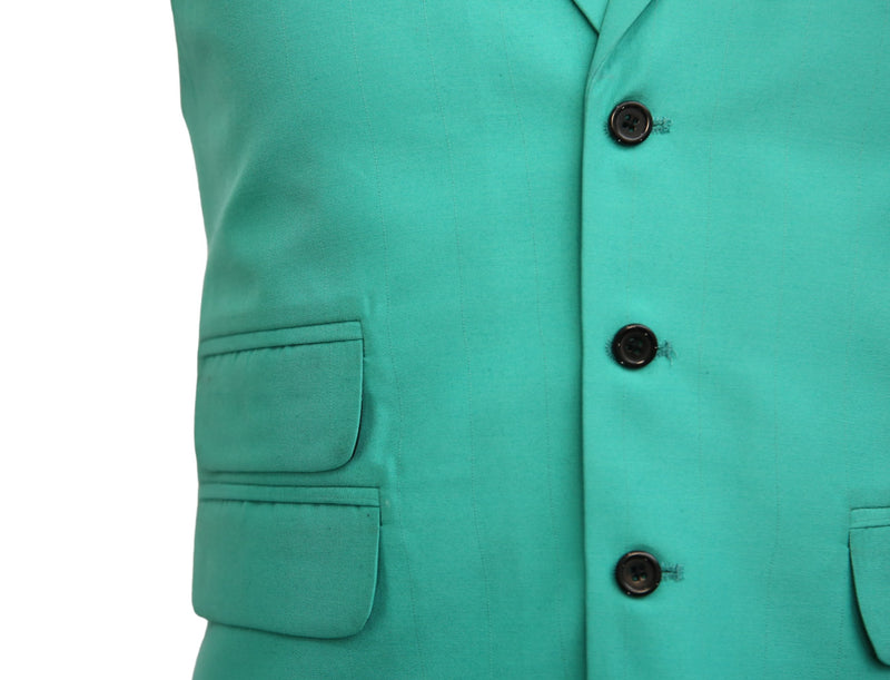 Mens Vest Suit Lapel Turquoise Cotton Blend Dress Formal Wedding Waistcoat XL 46