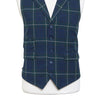 Mens Tartan Vest 44R Wool Blue Green White Plaid Waistcoat Formal Wedding Party