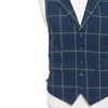 Mens Tartan Vest 44R Wool Blue Green White Plaid Waistcoat Formal Wedding Party
