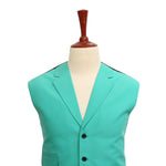 Mens Vest Suit Lapel Turquoise Cotton Blend Dress Formal Wedding Waistcoat XL 46