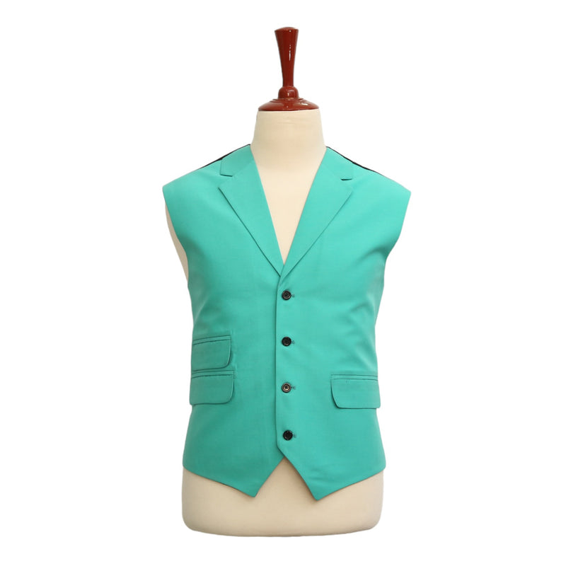 Mens Vest Suit Lapel Turquoise Cotton Blend Dress Formal Wedding Waistcoat XL 46