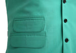 Mens Vest Suit Lapel Turquoise Cotton Blend Dress Formal Wedding Waistcoat XL 46