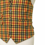 Mens Vest 44R Plaid Wool Yellow Orange Green Waistcoat Western Formal Wedding