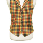 Mens Vest 44R Plaid Wool Yellow Orange Green Waistcoat Western Formal Wedding