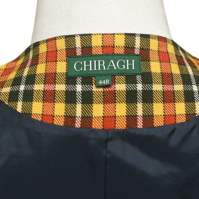 Mens Vest 44R Plaid Wool Yellow Orange Green Waistcoat Western Formal Wedding
