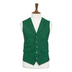 Mens 44R Tweed Wool Vest Green Lapel Waistcoat Western Formal Wedding Party