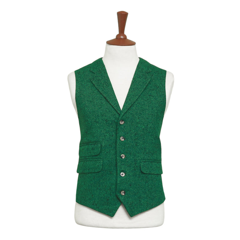 Mens 44R Tweed Wool Vest Green Lapel Waistcoat Western Formal Wedding Party