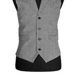 Mens Vest Gray Houndstooth Check Wool Dress Formal Wedding Suit Waistcoat Medium