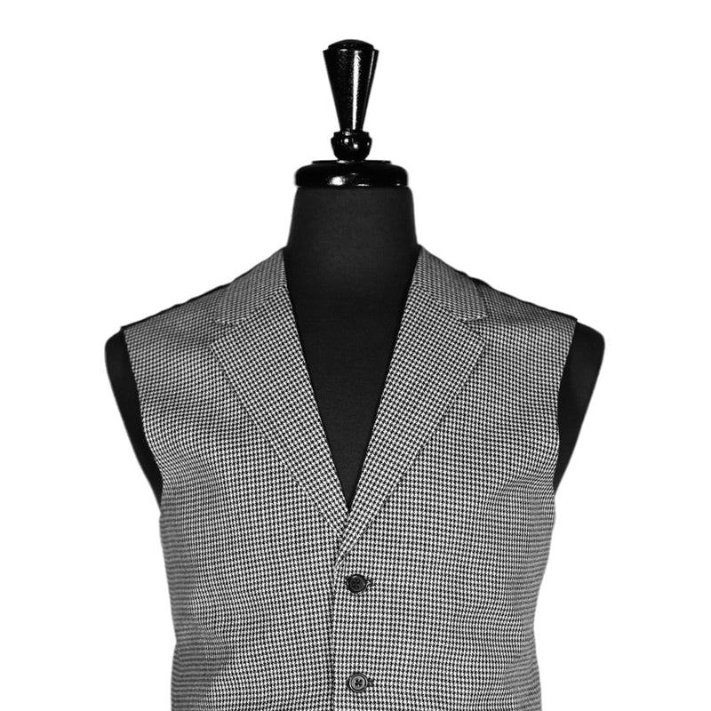 Mens Vest Gray Houndstooth Check Wool Dress Formal Wedding Suit Waistcoat Medium