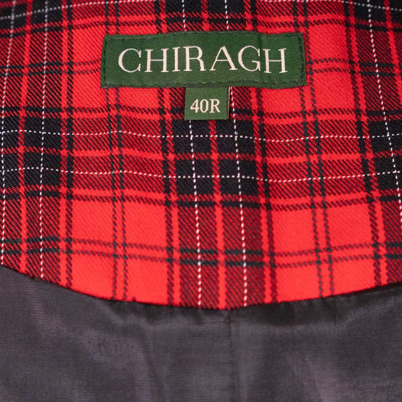 Mens Waistcoat Suit Vest 40R Red Black White Plaid 100% Wool Formal Wedding Prom