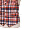 Mens Vest 44R Tartan Plaid Wool Orange Blue Waistcoat XL Formal Wedding Party