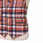Mens Vest 44R Tartan Plaid Wool Orange Blue Waistcoat XL Formal Wedding Party