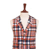Mens Vest 44R Tartan Plaid Wool Orange Blue Waistcoat XL Formal Wedding Party