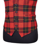 Mens Waistcoat Suit Vest 40R Red Black Yellow Tartan Plaid Wool Formal Wedding