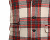 Mens Vest Suit Lapel Red Beige Plaid Wool Dress Formal Wedding Waistcoat XL 46
