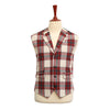 Mens Vest Suit Lapel Red Beige Plaid Wool Dress Formal Wedding Waistcoat XL 46