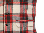 Mens Vest Suit Lapel Red Beige Plaid Wool Dress Formal Wedding Waistcoat XL 46