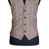 Mens Vest Beige Glen Plaid Wool Dress Formal Wedding Suit Lapel Waistcoat Medium