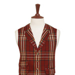 Mens Vest 44R Plaid Wool Burgundy Yellow Waistcoat Western Formal Wedding Party