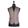 Mens Vest Beige Glen Plaid Wool Dress Formal Wedding Suit Lapel Waistcoat Medium